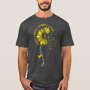 Sunflower Faith Hope Love Ribbon Childhood Cancer T-Shirt