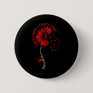 Sunflower Faith Hope Love Ribbon Sickle Cell Aware 6 Cm Round Badge