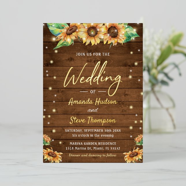 Sunflower Fall Autumn Rustic Country Wedding Gold (Standing Front)