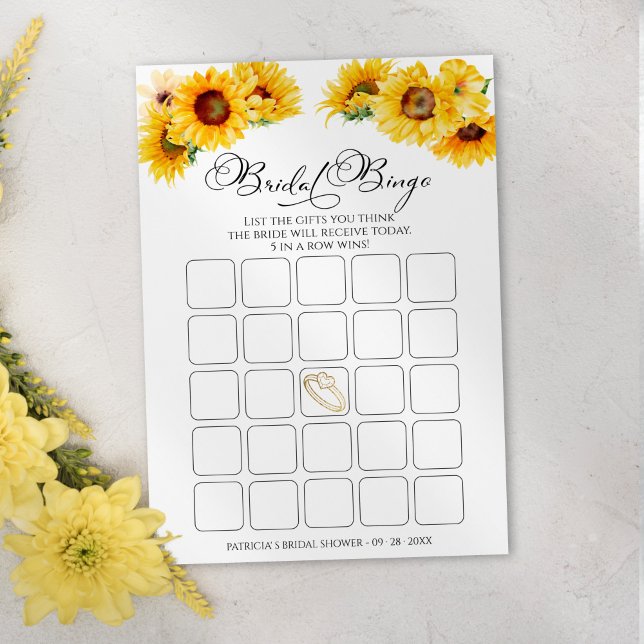 Sunflower Fall bridal shower bingo game card (Creator Uploaded)