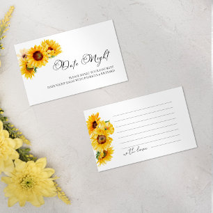 Sunflower Fall Bridal Shower Date Night Cards