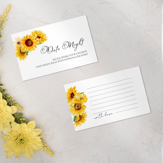 Sunflower Fall Bridal Shower Date Night Cards (Creator Uploaded)