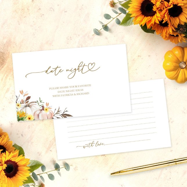 Sunflower Fall Bridal Shower Date Night Cards (Creator Uploaded)