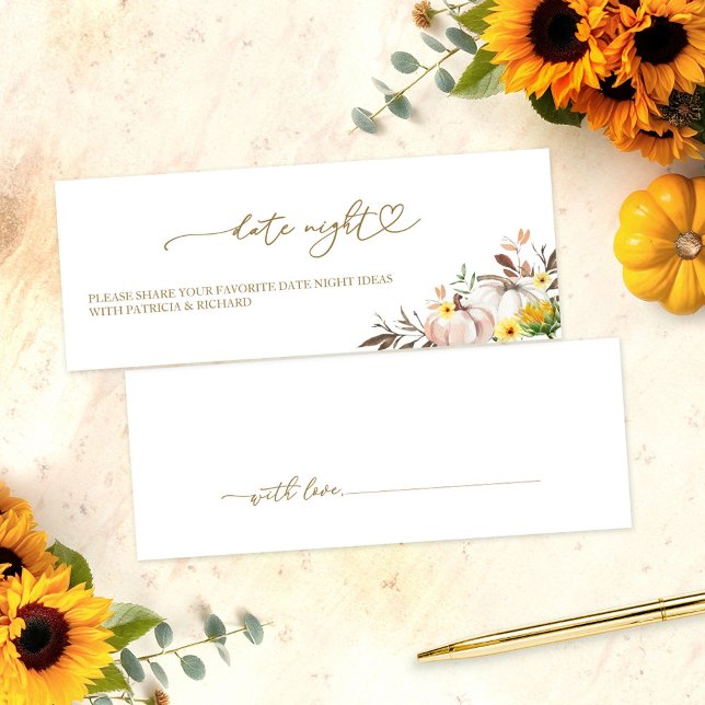 Sunflower Fall Bridal Shower Date Night Cards (Creator Uploaded)