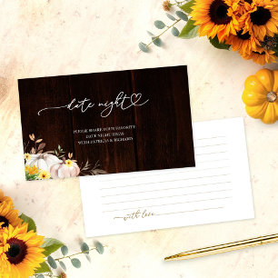 Sunflower Fall Bridal Shower Date Night Cards