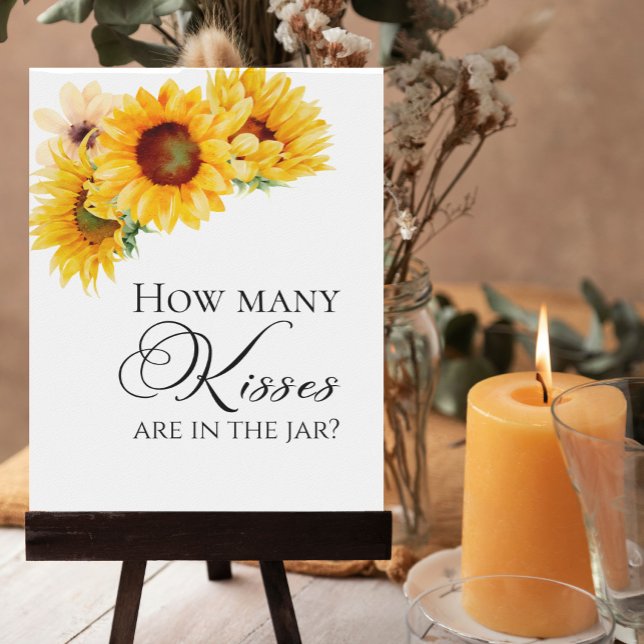 Sunflower Fall Bridal Shower How Many Kisses Sign (Creator Uploaded)