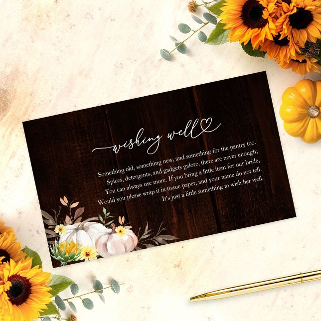 Sunflower Fall Bridal Shower Wishing Well Enclosure Card (Creator Uploaded)