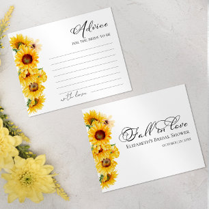 Sunflower Fall Floral Bridal Shower Advice Cards