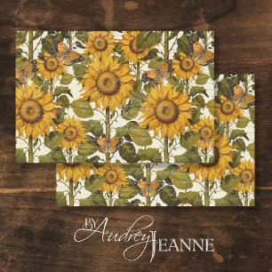 Sunflower Fall Floral Butterfly Ephemera Decoupage Tissue Paper