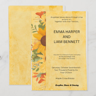 Sunflower Fall Wedding Invitation | Editable Autum