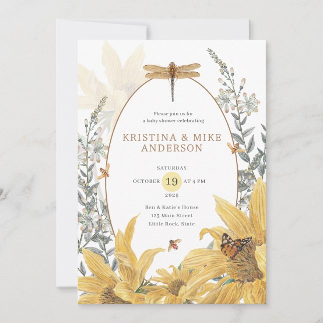 Sunflower Fall Wildflower Baby Shower Invitation (Front)