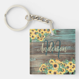 Sunflower Family Name Farmhouse Key Ring