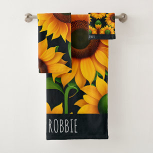 Sunflower Farm 3D Colourful Pattern Bath Towel Set