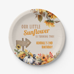 Sunflower Farm Fall Birthday Paper Plate