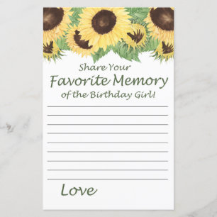 sunflower Favourite Memory of the Birthday Girl
