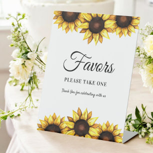 Sunflower Favours Wedding Yellow White  Pedestal Sign