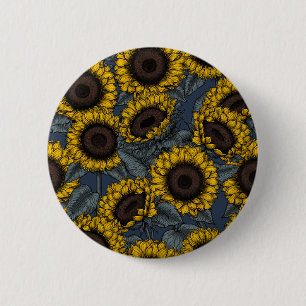 Sunflower field 2 6 cm round badge