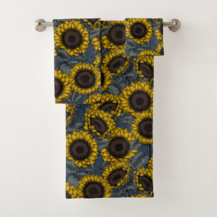 Sunflower field 2 bath towel set