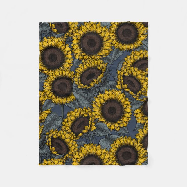 Sunflower field 2 fleece blanket (Front)