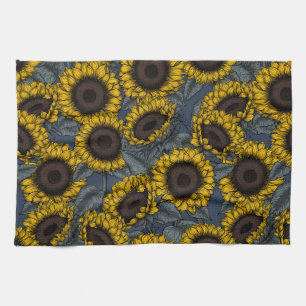 Sunflower field 2 tea towel