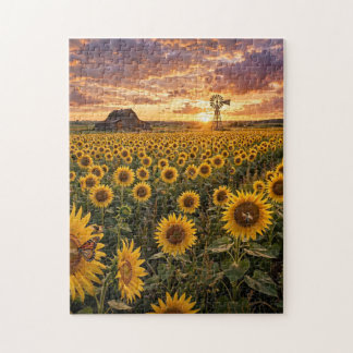 Sunflower Field at Sunset Jigsaw Puzzle