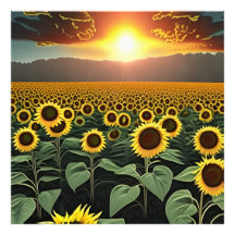 sunflower field at sunset