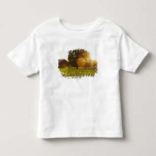 Sunflower Field At Sunset With A Barn Toddler T-Shirt