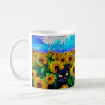 Sunflower Field Cat Coffee Mug For Cat Lovers<br><div class="desc">Here is a product listing optimised for Zazzle for a coffee mug featuring a field of sunflowers with a cat peaking out, in an Impressionistic art style: Turn Your Mornings into Mini Masterpieces with This Impressionist Sunflower Cat Coffee Mug Bring some artistic flair to your morning coffee routine with this...</div>