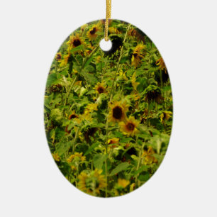 Sunflower field ceramic ornament
