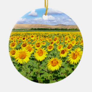 Sunflower field ceramic ornament