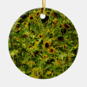Sunflower field ceramic tree decoration