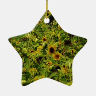 Sunflower field ceramic tree decoration