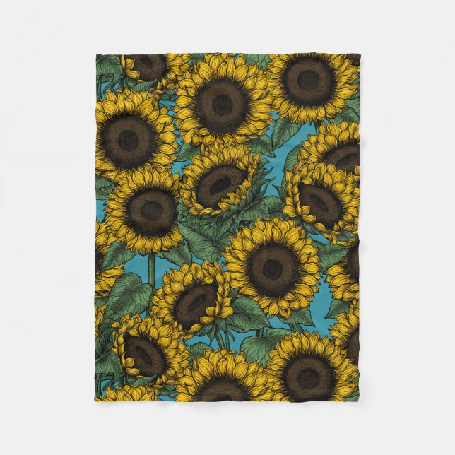 Sunflower field fleece blanket (Front)