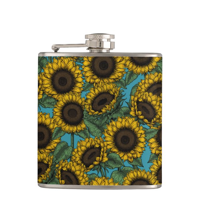 Sunflower field hip flask (Front)