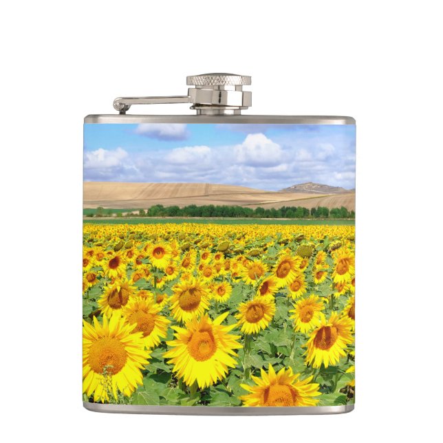 Sunflower field hip flask (Front)