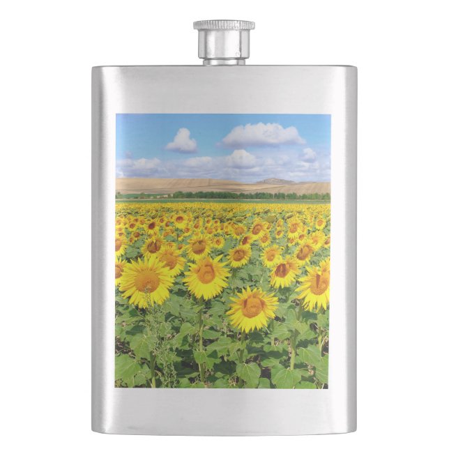 Sunflower field hip flask (Front)