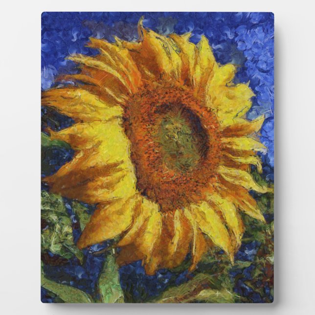 Sunflower Field In Colourful Artistic Style Plaque (Front)