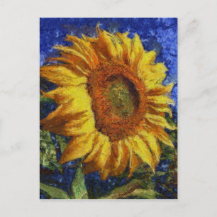 Sunflower Field In Colourful Artistic Style Postcard