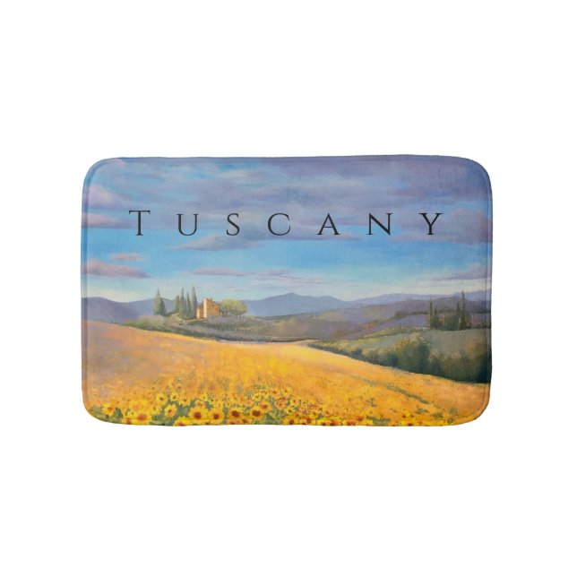 Sunflower Field in Tuscany Bath Mat (Front)