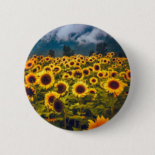 Sunflower Field Landscape Flowers Yellow 6 Cm Round Badge