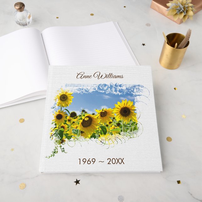 Sunflower Field Memorial Service Guest Book (Front Open)