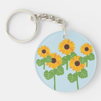 Sunflower field Modern pretty girly artsy Keychain