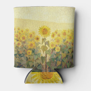 Sunflower Field: Oil Painting Texture. Can Cooler