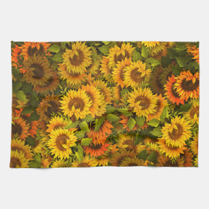 Sunflower Field Pattern Tea Towel