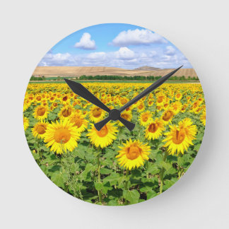 Sunflower field round clock