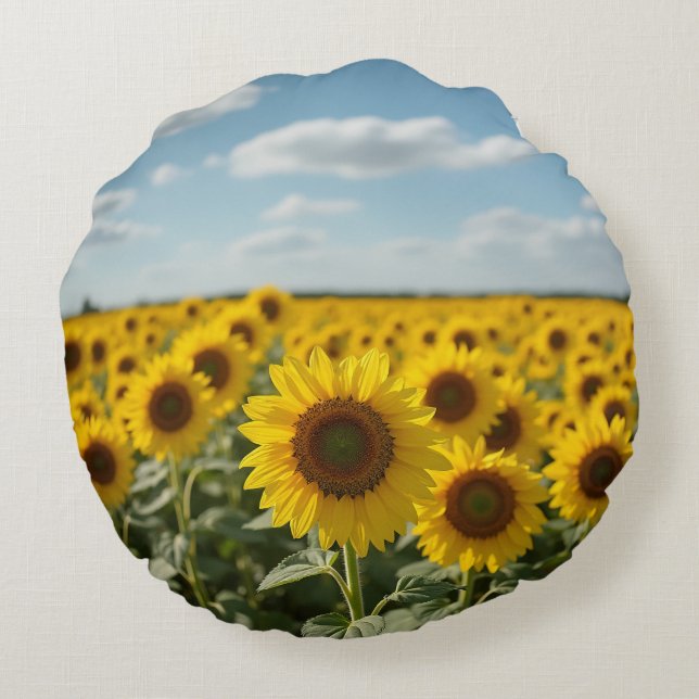 Sunflower field round cushion (Back)