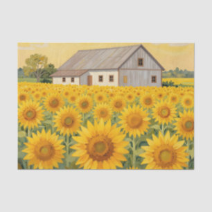 Sunflower Field Rustic Barn Landscape Tissue Paper
