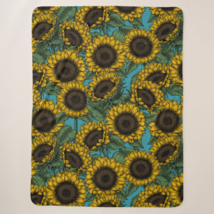 Sunflower field sherpa blanket