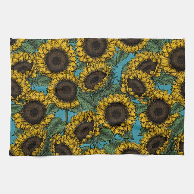 Sunflower field tea towel (Horizontal)