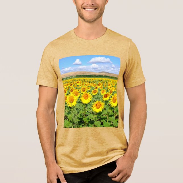 Sunflower field Tri-Blend shirt (Front)